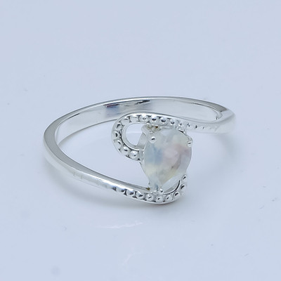 anika jewellers White Rainbow Moonstone Natural Gemstone 925 Sterling Silver Ring For Her Sr-189 Sterling Silver Ring