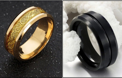 IGA COLLECTION Combo Valentine Designer Trendy Look Stylish Ring For Boys & Girls Stainless Steel Titanium Plated Ring