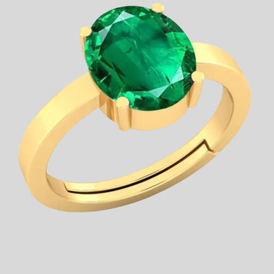 Shivira Ratti Panna Adjustable Gemstone Ring With Lab Certificate Brass Beryl Ring Metal Garnet Gold Plated Ring