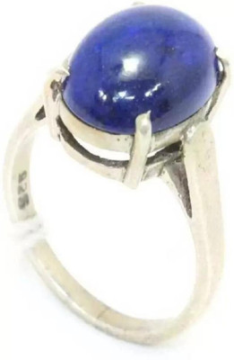 Kanvi Jewelers A+ Quality Lapiz Lazuli Gemstone Ring For Men and Women's Brass Silver Plated Ring