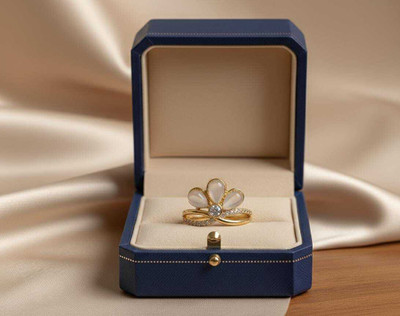 DEESHINE Deeshine Creation Stylish Gold Toned Blossom Finger Ring for Women's & Girls. Alloy Beads, Cubic Zirconia Gold Plated Ring