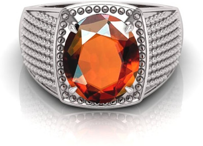 TODANI JEMS 9.25 Ratti Gomed Gemstone Adjustable Ring With Lab CertificateFF Shell Garnet Rhodium Plated Ring