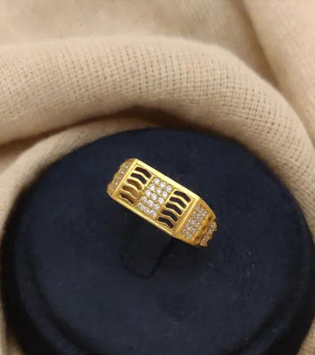 Mahi creations JRing-2_23 Brass Cubic Zirconia Gold Plated Ring