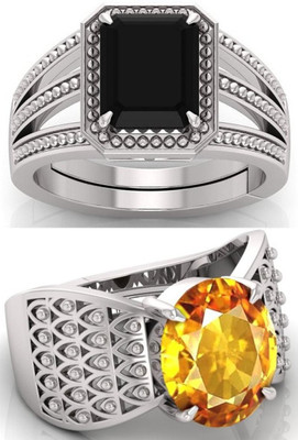 BHAIRAW GEMS Moonstone Stone Silver Adjustable Ring Stainless Steel Ring