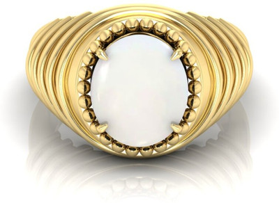 Pranjal Gems 9.25 Ratti Opal Gemstone Adjustable Ring With Lab CertificatePA Stone Opal Brass Plated Ring