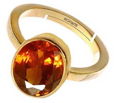 Suruchi Gems & Jewels Citrine (Sunehla) 8.25 Ratti or 7.50 Ct Panchdhatu (5 Metal) Men Adjustable Stone Ring