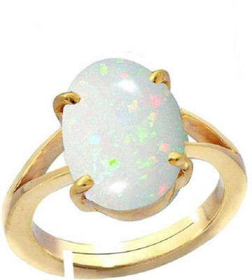 Gemzonite Certified & Natural 6.25 ratti Opal Stone Ring... Alloy Opal Gold Plated Ring