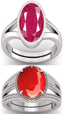 BHAIRAW GEMS Moonstone Stone Silver Adjustable Ring Stainless Steel Ring