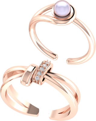 Silver Prism Sterling Silver Zircon, Pearl Rhodium Plated Ring Set