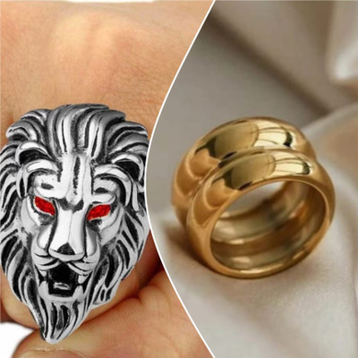 Vedish VEDANSH ENTERPRISES STYLISH GOLD,SILVER AND TITANIUM PLATED RINGS SET Alloy Gold, Sterling Silver Plated Ring Set