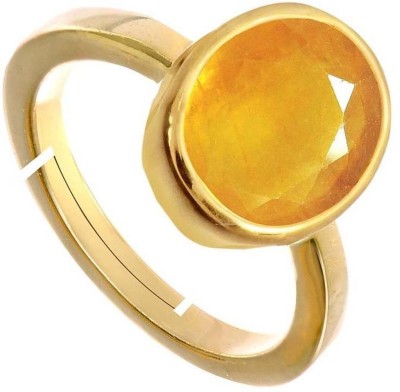 prateek enterprises PRATEEK ENTERPRISES NATURAL AND CERTIFIED YELLOW SAPPHIRE(PUKHRAJ) RING . Brass Sapphire Gold Plated Ring