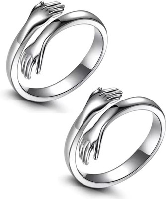 LITTLE WISH Adjustable silver plated hug ring combo Stainless Steel Silver Plated Ring