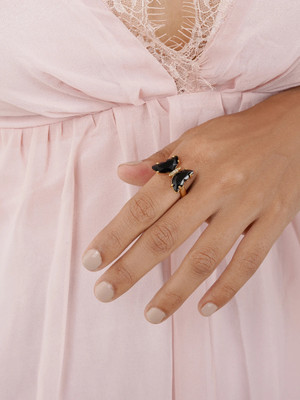 Joker & Witch Mabel Butterfly Big Black Stone Ring Alloy Ring