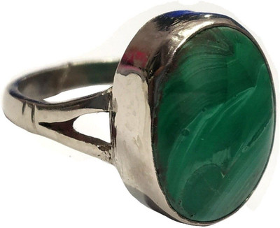 Jewelswonder Stone Malachite Rhodium Plated Ring