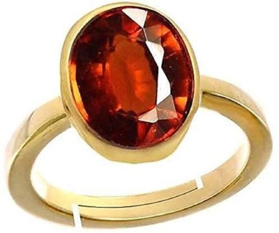 Aanya Jewels 9.25 Ratti 8.47 Carat Hessonite Garnet Stone Ashtdhatu Adjustable Ring Brass Garnet Gold Plated Ring