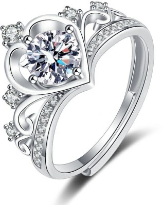 Panriya Radiant Regal Moissanite Diamond Rings Sterling Silver Moissanite Sterling Silver Plated Ring