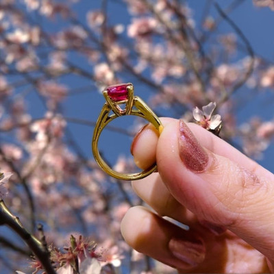 Gemzonite Original Ruby Stone Ring For Women & Men Brass Ruby Gold Plated Ring