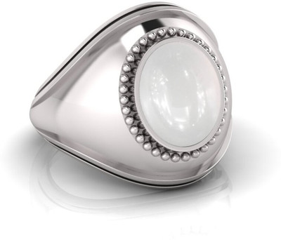 Pranjal Gems 7.25 Ratti Moonstone Gemstone Adjustable Ring With Lab CertificateTK Silver Moonstone Ring