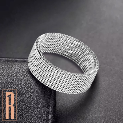 RARE ONE STUDIO Formal & Casual Comfortable Finger Ring For Mens & Boys I Size : 18, Silver Stainless Steel Silver Plated Ring