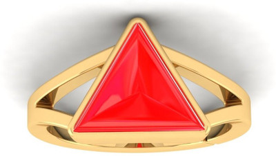 VishvMa 8.25 Ratti Natural Coral Moonga Gemstone A1 Quality With Lab Certified Brass, Stone Opal Brass Plated Ring
