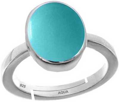 AQUAGEMS Turquoise/Firoza 8.25 Ratti or 7.5 Ct Gemstone 925 Bis Hallmark Women Adjustable Sterling Silver Ring