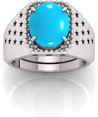 Pranjal Gems Crystal Turquoise Sterling Silver Plated Ring