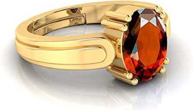 zayron Natural Gomed stone 12.25 Ratti Hessonite Ring With Lab Certificate Metal Garnet Gold Plated Ring