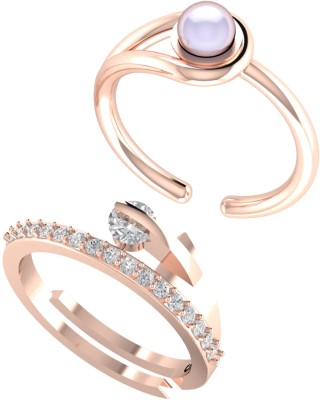 Silver Prism Sterling Silver Zircon, Pearl Rhodium Plated Ring Set