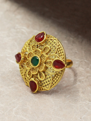 SAIYONI Brass Gold Plated Ring