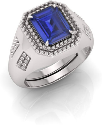 Anjali Corporation 3.25 Ratti To 21.25 Ratti Neelam Stone Silver Plated Ring With Lab Certificate Brass Sapphire Silver Plated Ring
