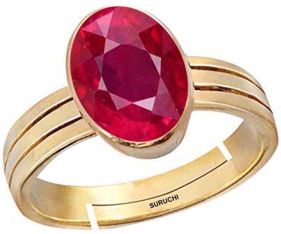 Suruchi Gems & Jewels Ruby (Manik) 8.25 Ratti or 7.5 Ct Gemstone Panchdhatu (5 Metal) Women Adjustable Stone Ring