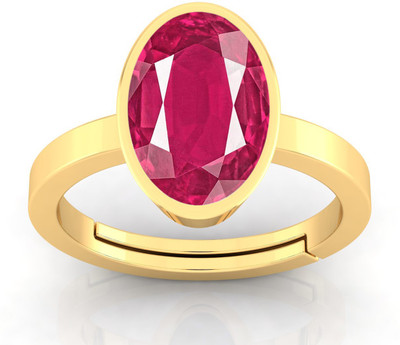 TODANI JEMS 11.25 Ratti Ruby, Manik ring Gemstone Ring With Lab Certificate Brass Ruby Ring