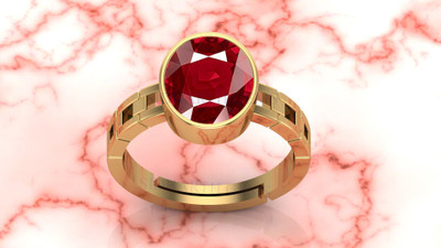Sidharth Gems Brass Ruby Rhodium Plated Ring