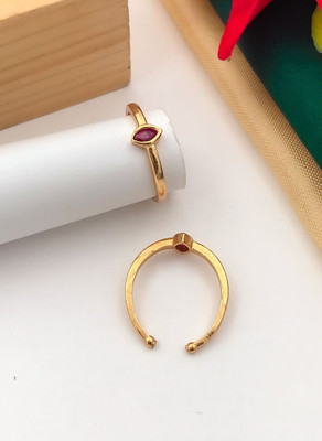 Mahi creations Adjustable Beautiful Diamond Gold Ring for Women And Girls Alloy Cubic Zirconia Gold Plated Ring