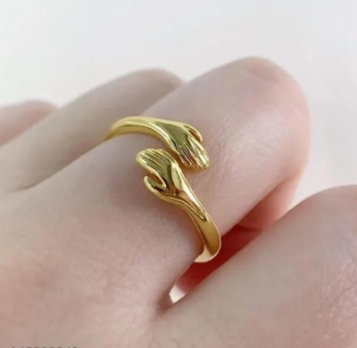 sk jewels Lovely Gold Plated Hand Shaped Finger ring For women and Girls. Alloy Gold Plated Ring