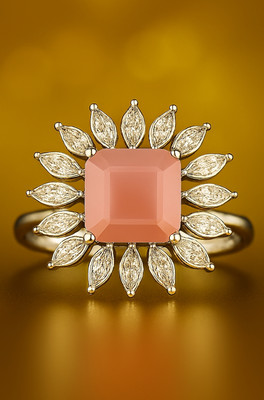 BLACKMA : DUBAI EDITION ROSE PINK RUBY RING FOR WOMEN AND GIRL Brass, Silver Cubic Zirconia Sterling Silver, Silver, Rhodium, 800 Silver, 900 Silver Plated Ring