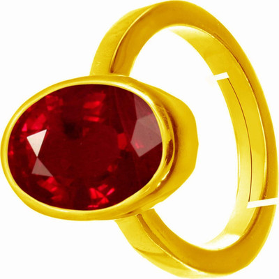 Sidharth Gems 7.25 Ratti Natural ruby ring Authentic Gemstone Bronze Ruby Gold Plated Ring