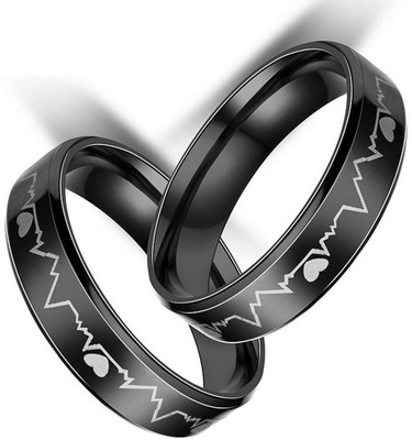 Vientiq Special Couple Ring Set for Special day Stainless Steel Cubic Zirconia Silver Plated Ring Set