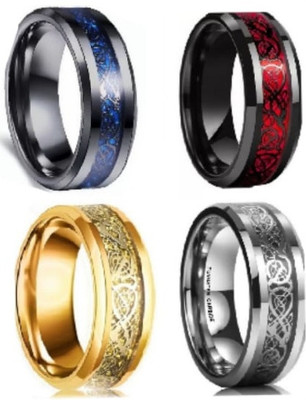 Lila HC 332 - Combo Blue,Red,Gold,Silver Dragon Ring (Size - 20) Stainless Steel Titanium Plated Ring