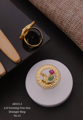 TKRB SALES Brass Agate Gold Plated Ring