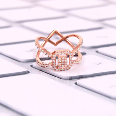 Naomi Global Sterling Silver Cubic Zirconia Rhodium Plated Ring