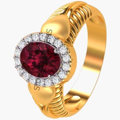 SIDHGEMS 10.25 Ratti 9.25 Carat Natural Ruby Stone Manik Ring Brass Ruby Gold Plated Ring