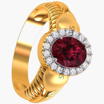 SIDHGEMS 9.25 Ratti 8.55 Carat Natural Ruby Stone Manik Ring Brass Ruby Gold Plated Ring