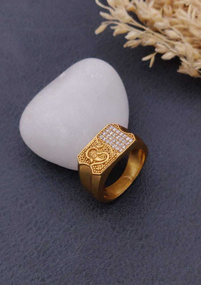 GKKAKADIYA Gold Plated Diamond Wedding,Partywear ring-74 Brass Diamond Gold Plated Ring