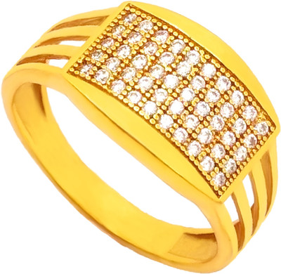 Pandadi Collection PNDC Brass Gold Plated Diamond Men'S & Boy'S Ring PC-747 (Pack of 1) Brass Gold Plated Ring