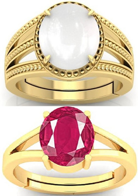 BHAIRAW GEMS Ratti Stone Adjustable Ring for Men & Women Stone Opal, Ruby Ring
