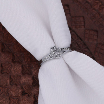 Dressberry Silver Plated American Diamond Adjustable Finger Ring for Women and Girls Brass Diamond Silver Plated Ring