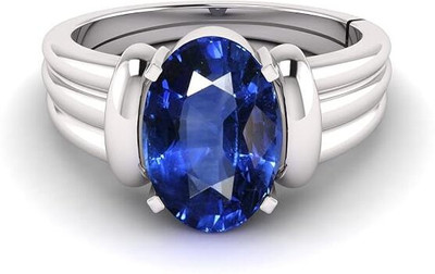ZENMART Brass Sapphire Silver Plated Ring
