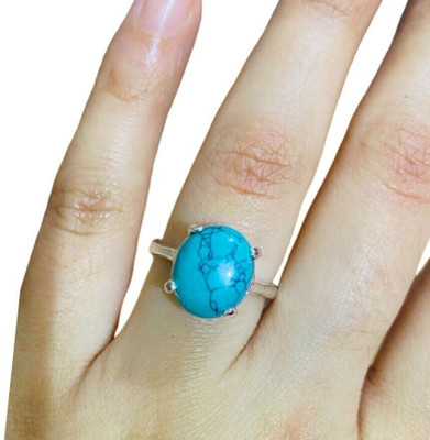 Kanvi Jewelers Firoza stone / Turquoise Ring certified and Astrological Purpose for unisex Brass Turquoise Ring