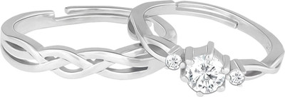 Astrootalk Couples Special Proposal Ring Combo For Him and Her. Adjustable Couple ring. Stainless Steel Silver Plated Ring Set
